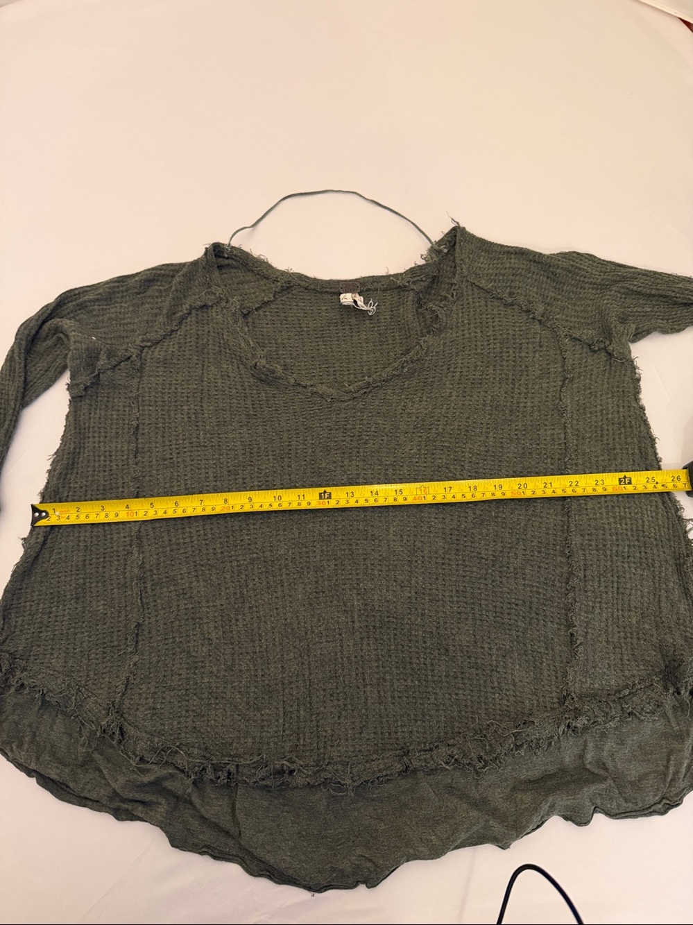 Free People We the Free Laguna Moss Green waffle knit v-neck oversized top - Picture 5 of 9